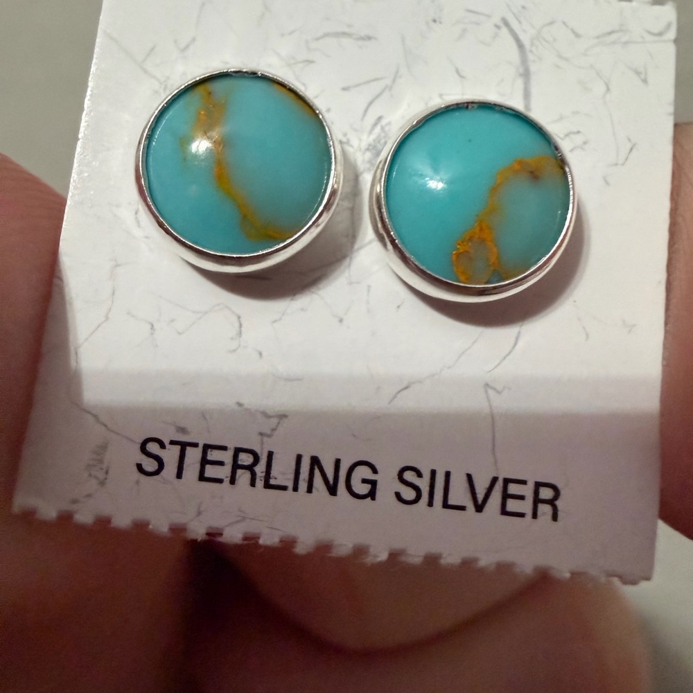 Sterling Silver Turquoise Stone Stud Earrings